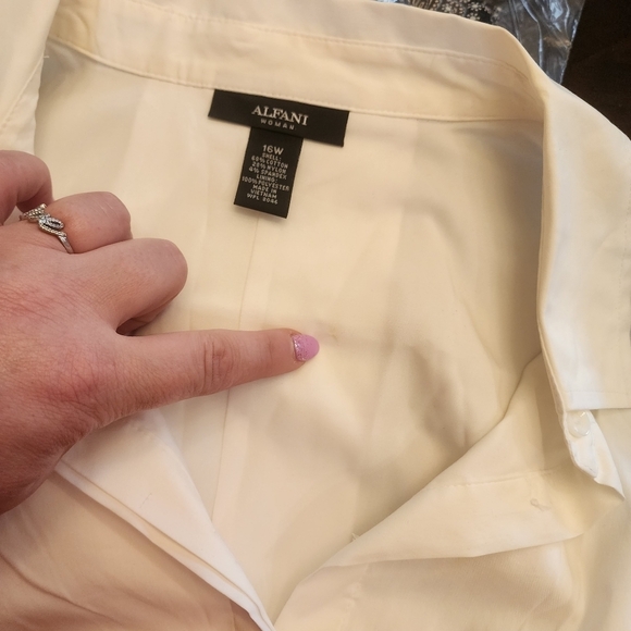 NWT Alfani White Sleeveless button alinee shirt dress. Women's 16W. Cotton/elast - Picture 16 of 16